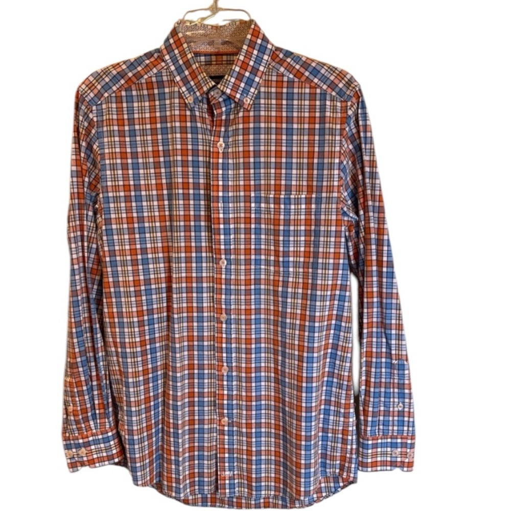 Johnston and Murphy Button Down Dress Shirt Plaid Size Small
